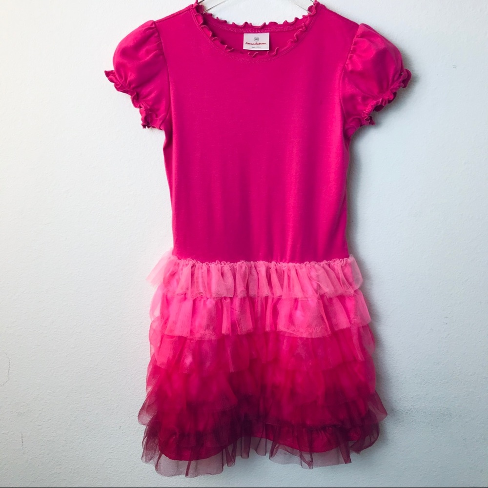 Ruffle Dress Pink. Girls. Hanna Anderson. Size 140
